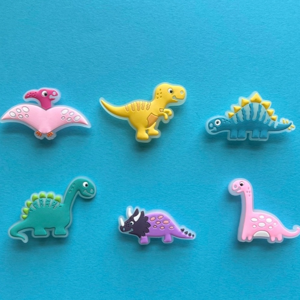 6 Glow in the Dark Dinosaur Crocs Shoe Charms - Picture 3 of 3